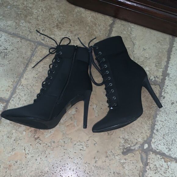 Black Lace Up Boots - Picture 5 of 9